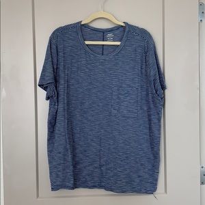 blue and white striped boyfriend tee